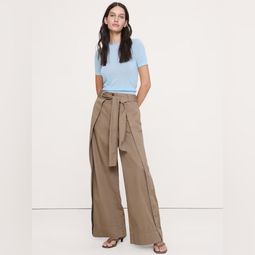 NEW! Banana Republic High-Rise Wide-Leg Wrap-Front Chino - Multiple 🖤